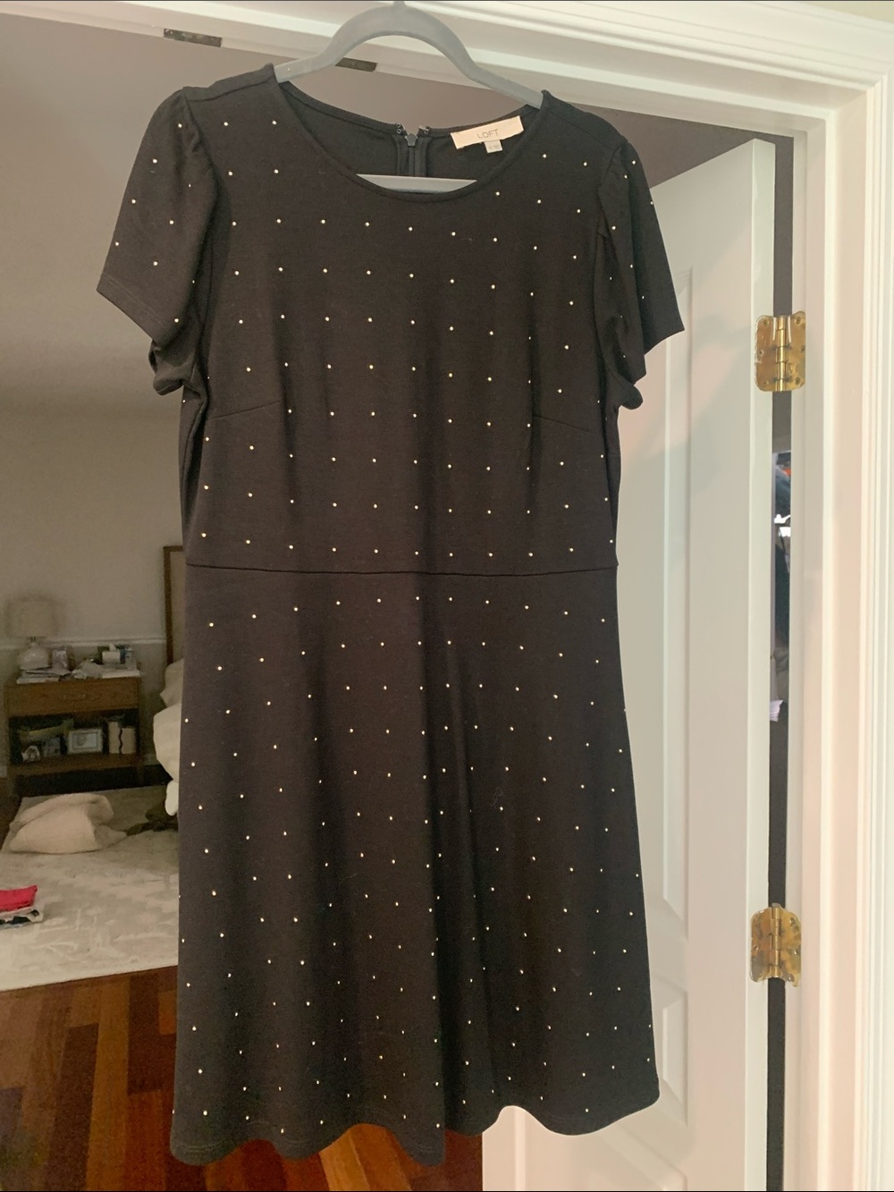 LOFT Black Mini Dress with Silver Studs